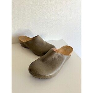 Dansko Nubuck Leather Mules Comfort Orthopedic Green Beige Women's EU 41 US 10.5